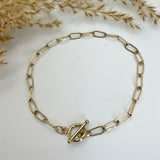 18K GOLD FILLED PAPERCLIP TOGGLE BRACELET