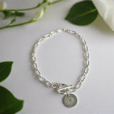 STERLING SILVER 'BECKY' TOGGLE BIRTH FLOWER BRACELET