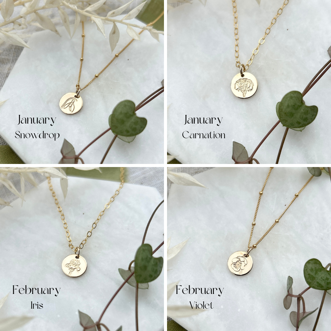 Birth Flower Bracelet Stack - Gold Filled Gift Set