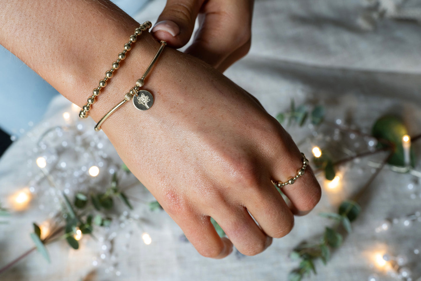 Birth Flower Bracelet Stack - Gold Filled Gift Set