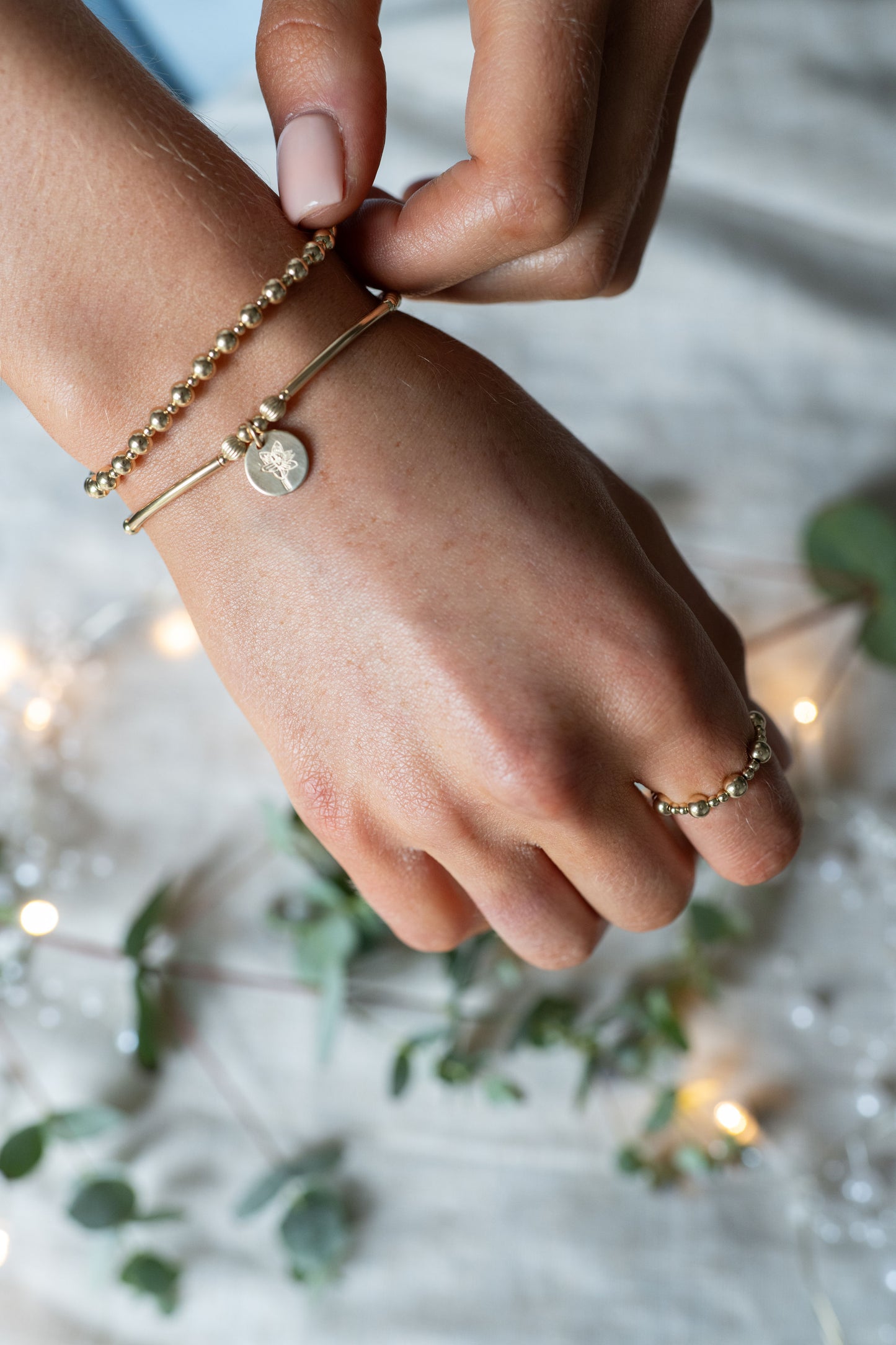 Birth Flower Bracelet Stack - Gold Filled Gift Set