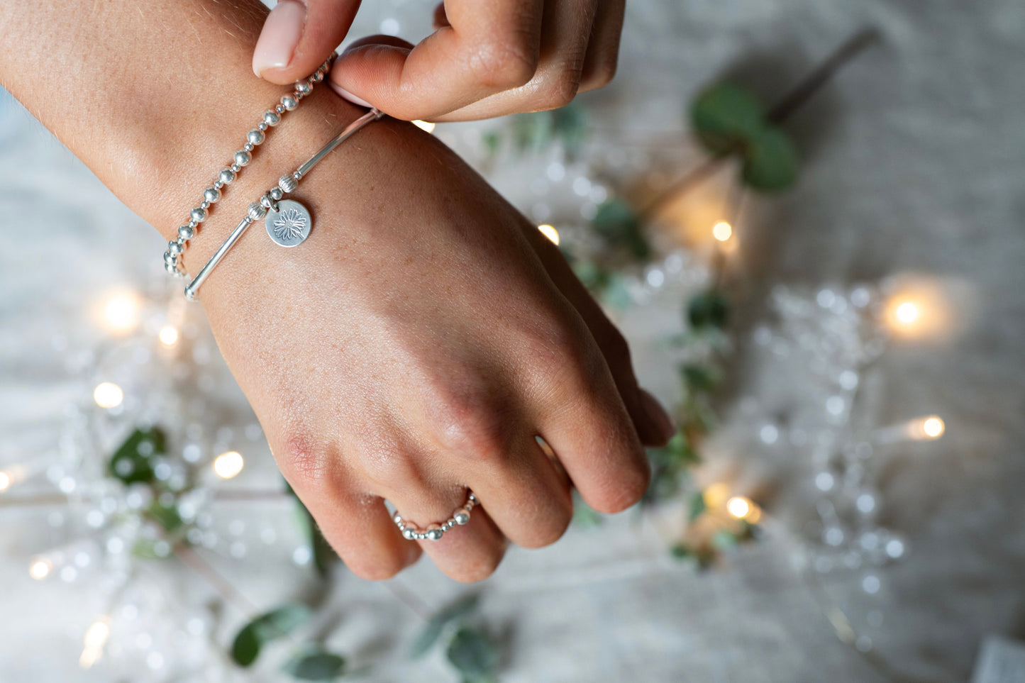 Birth Flower Bracelet Stack - Sterling Silver Gift Set