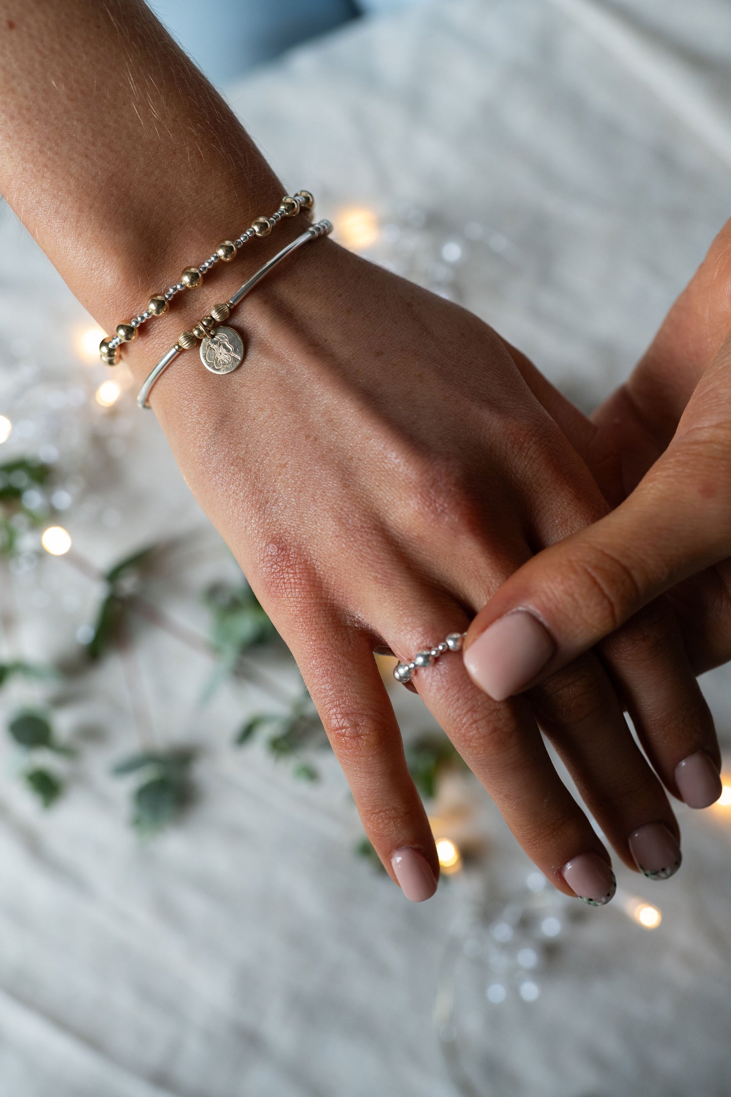 Mix Metal Gift Set - Birth Flower Bracelet Stack