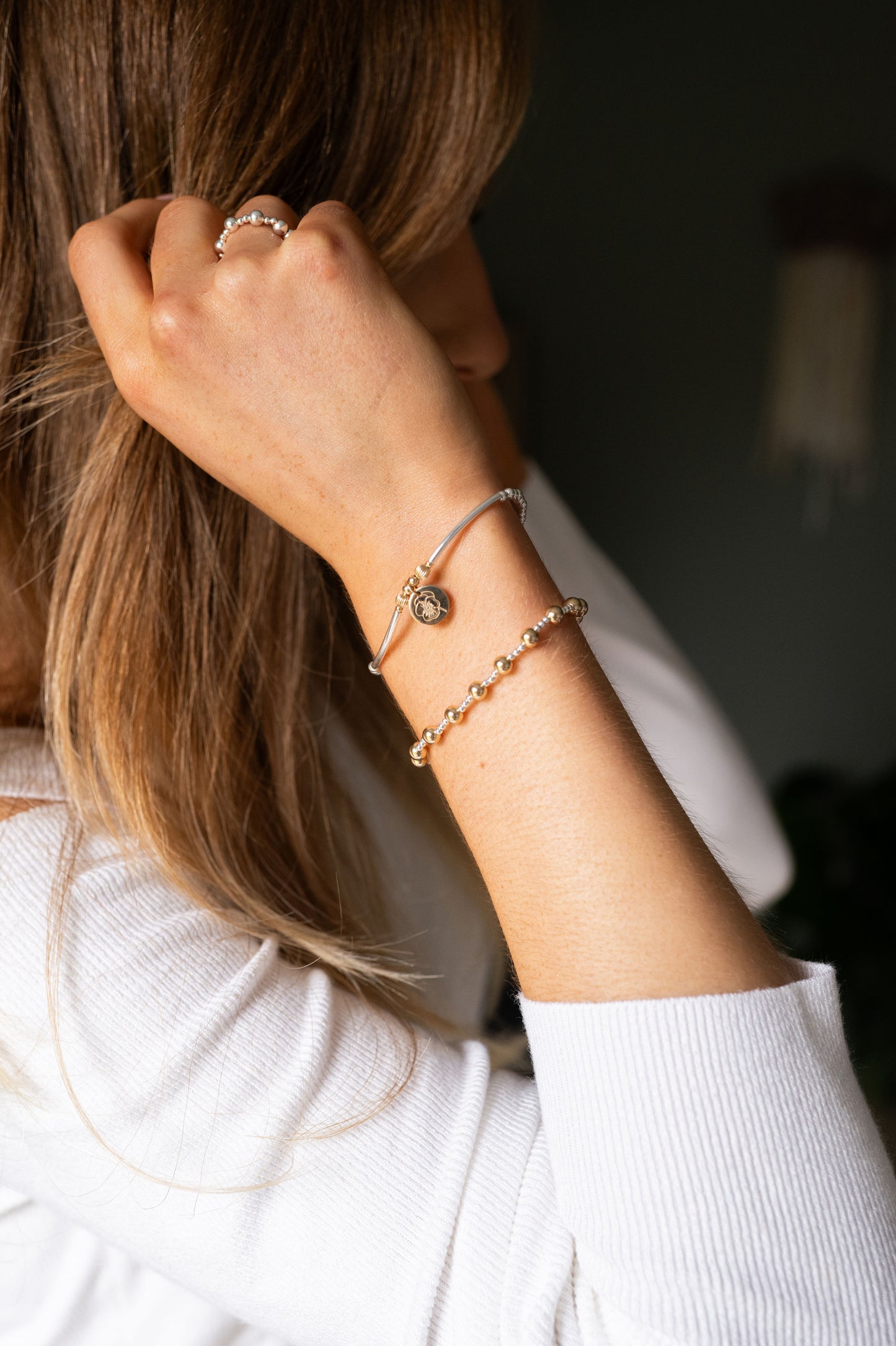 Mix Metal Gift Set - Birth Flower Bracelet Stack