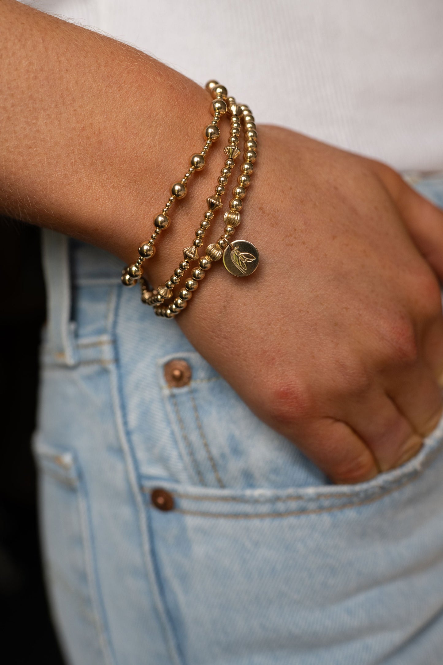 Birth Month Flower Beaded Bracelet - Sterling Silver