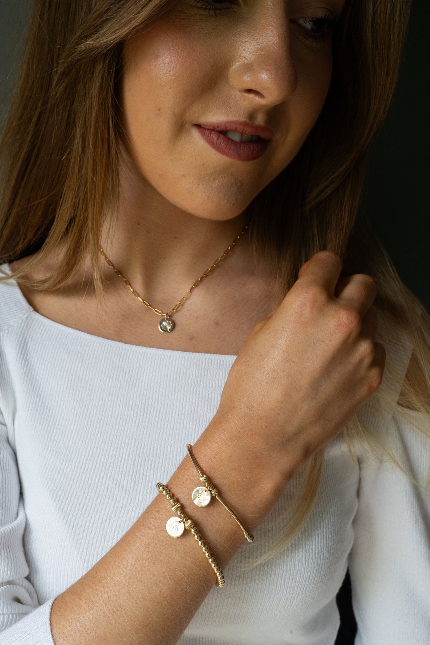 Birth Month Flower Beaded Bracelet - Gold Filled