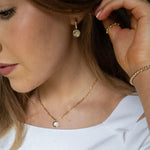 Gold Filled Paperclip Chain With Birth Flower Pendant And Birth Flower Earrings