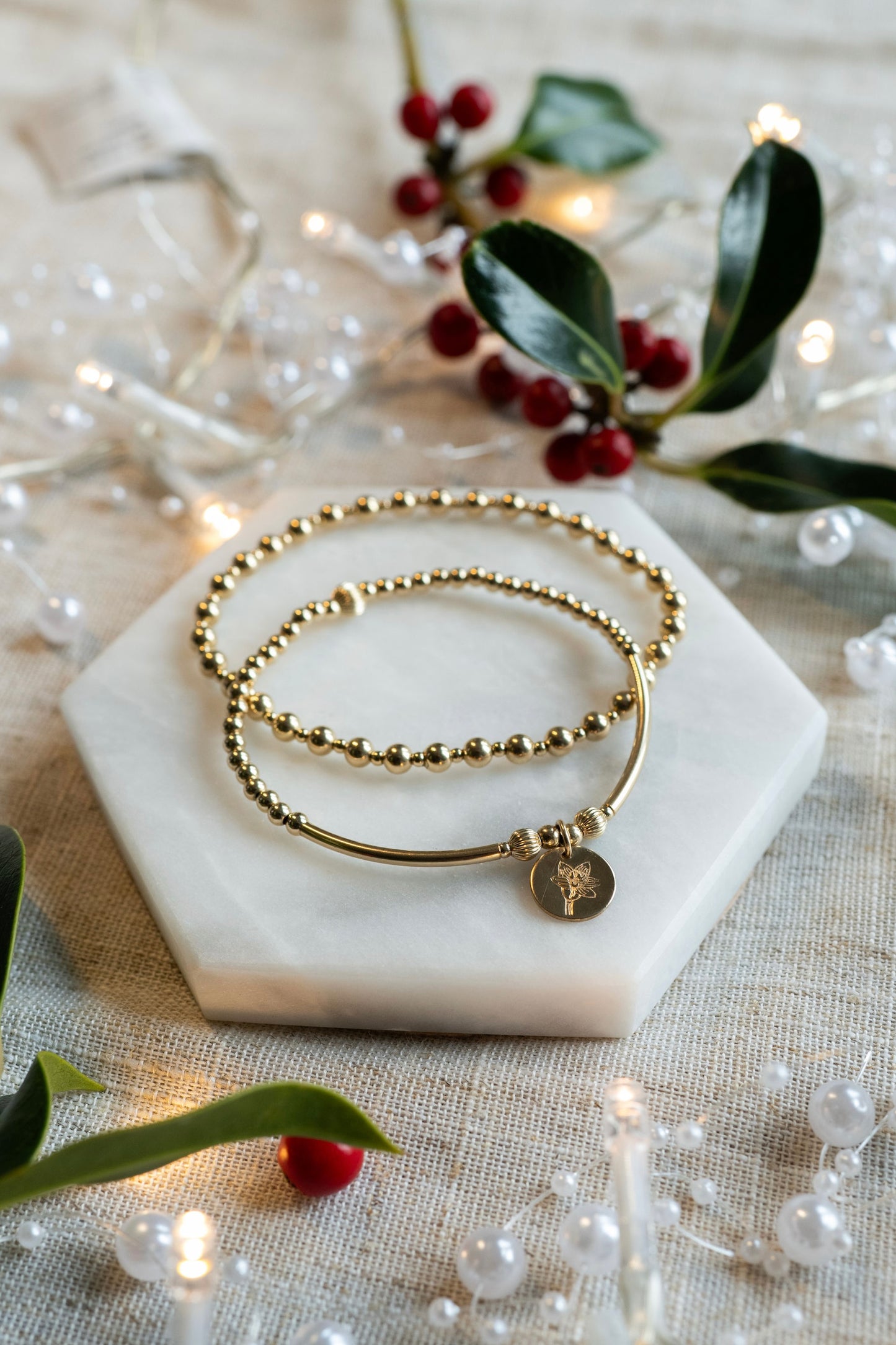 Birth Flower Bracelet Stack - Gold Filled Gift Set