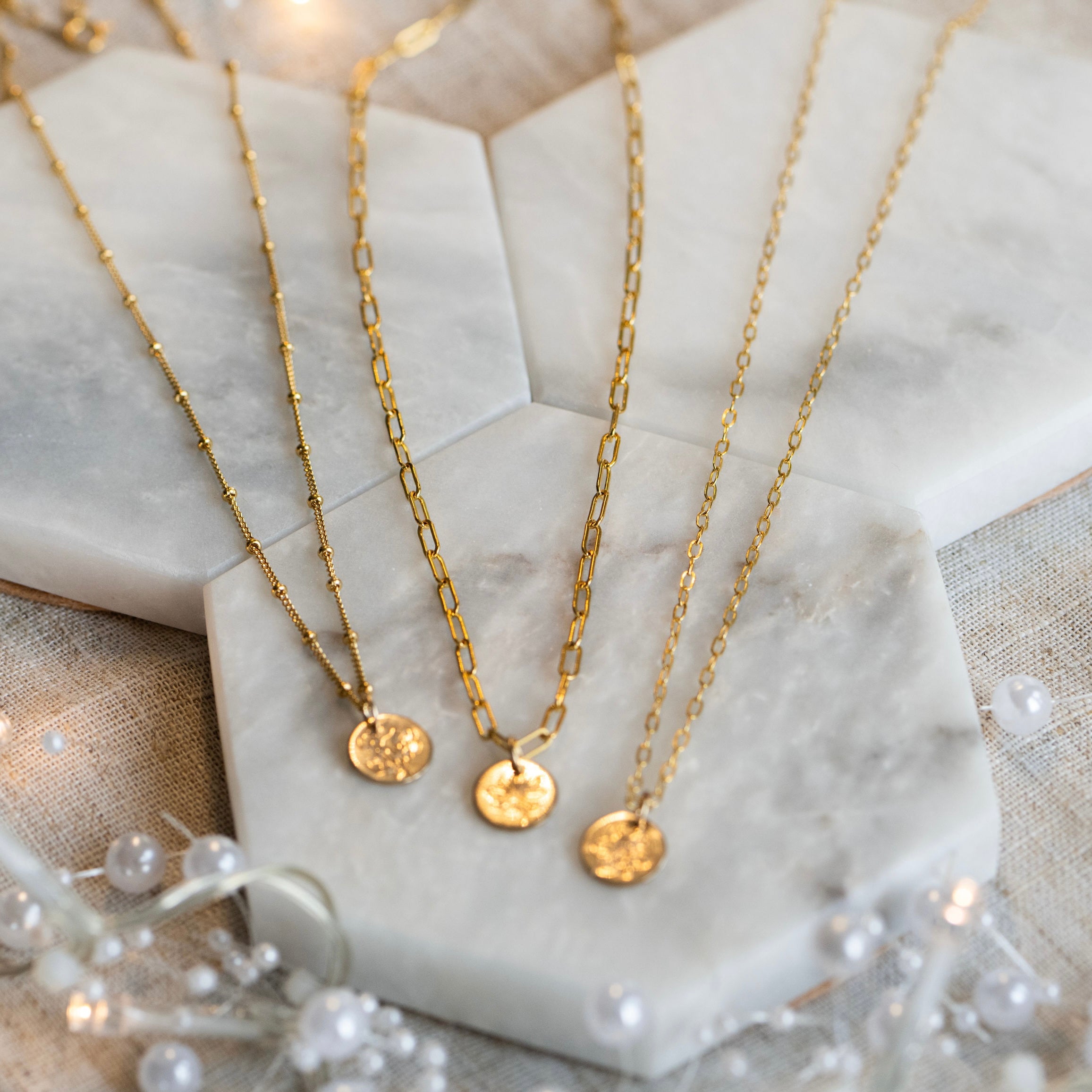 Gold Filled Necklace Chain With Birth Flower Pendants