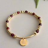 SOPHIA BIRTHSTONE & BIRTH FLOWER BRACELET - GOLD FILLED