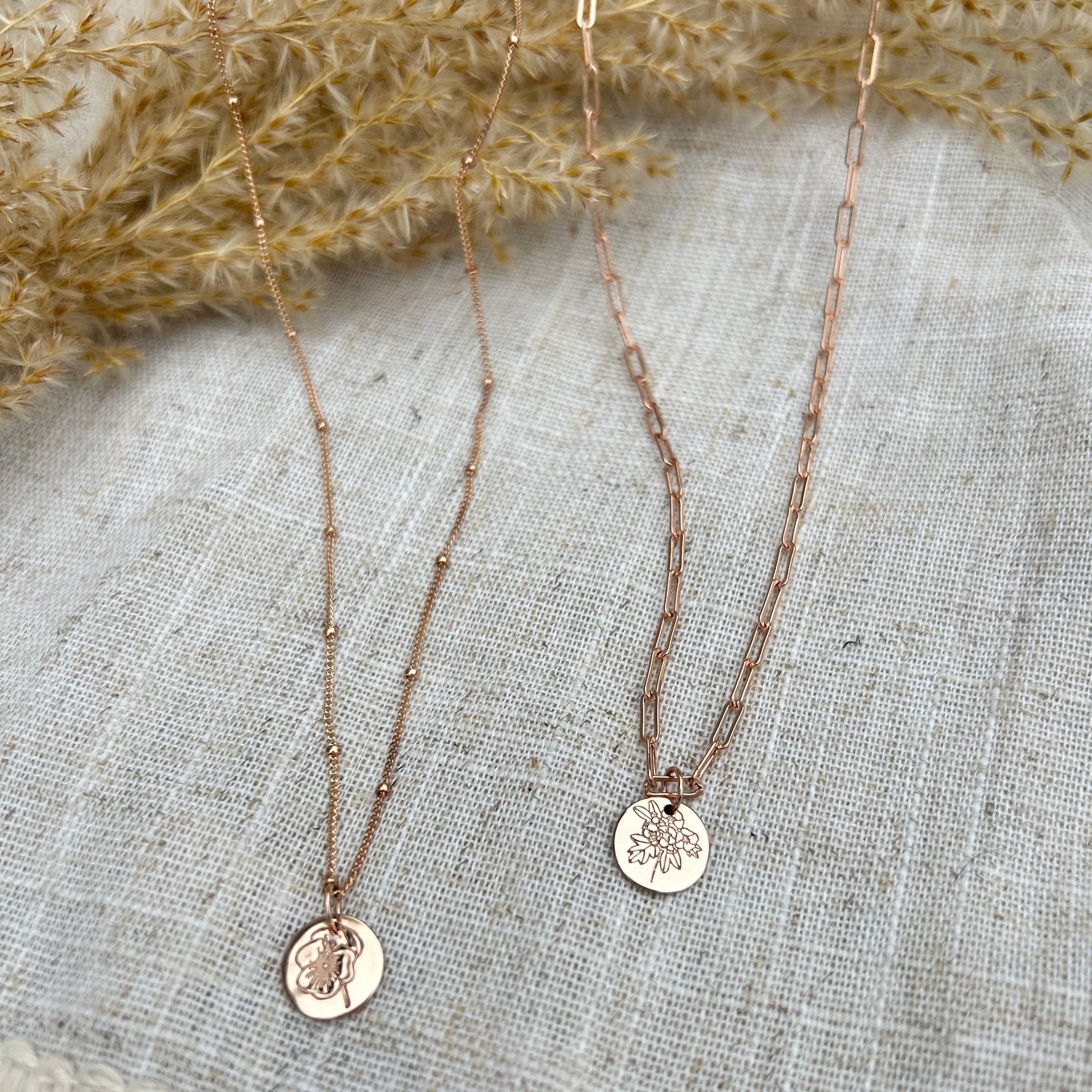 Rose Gold Birth Flower Necklace