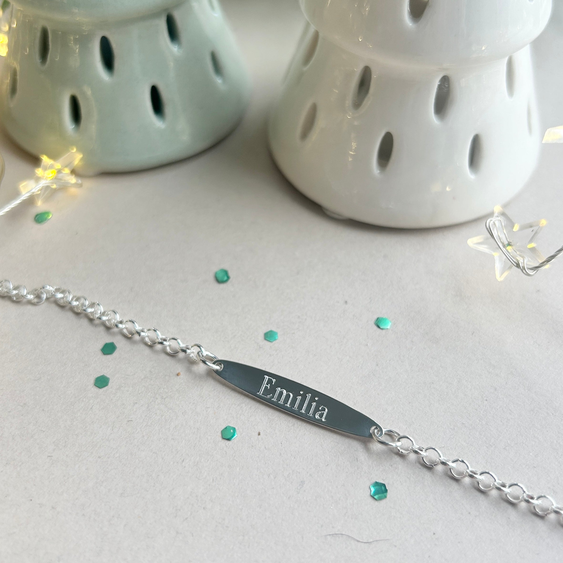 silver name bracelet for kids