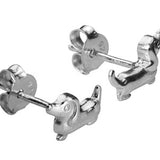 STERLING SILVER DACHSHUND BIRD STUD EARRING