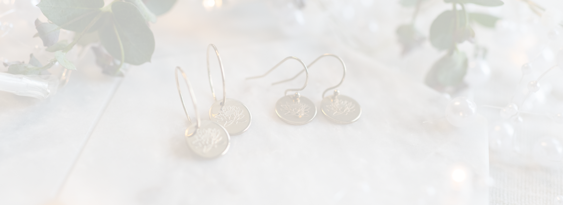 Hand Stamped Birth Flower Earrings- hoop earrings and drop earrings in gold filled 