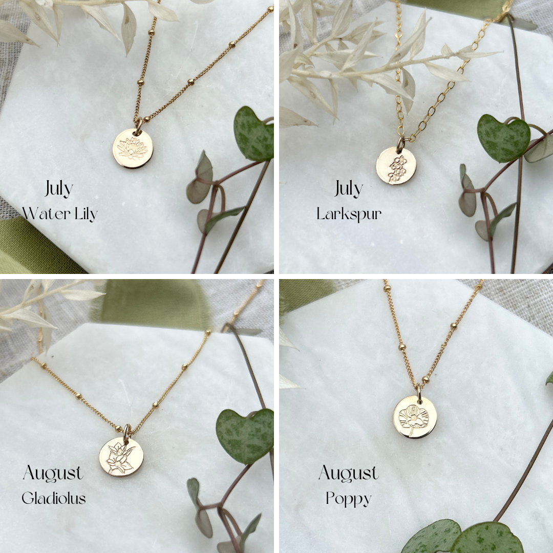 Birthstone flower necklace deals