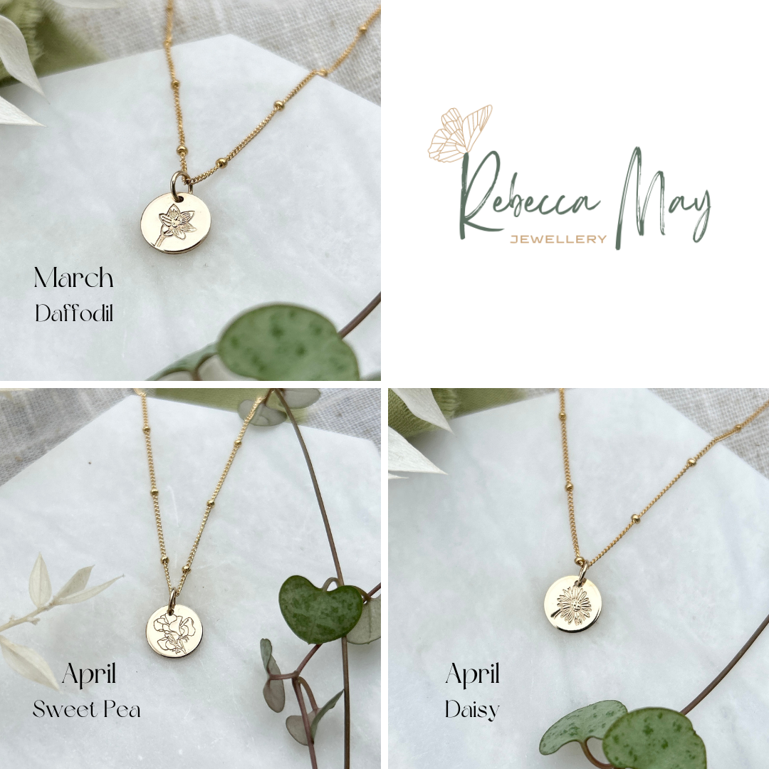 Birth Flower Necklace | March Daffodil Flower Jewelry – Elliotrose Gifts