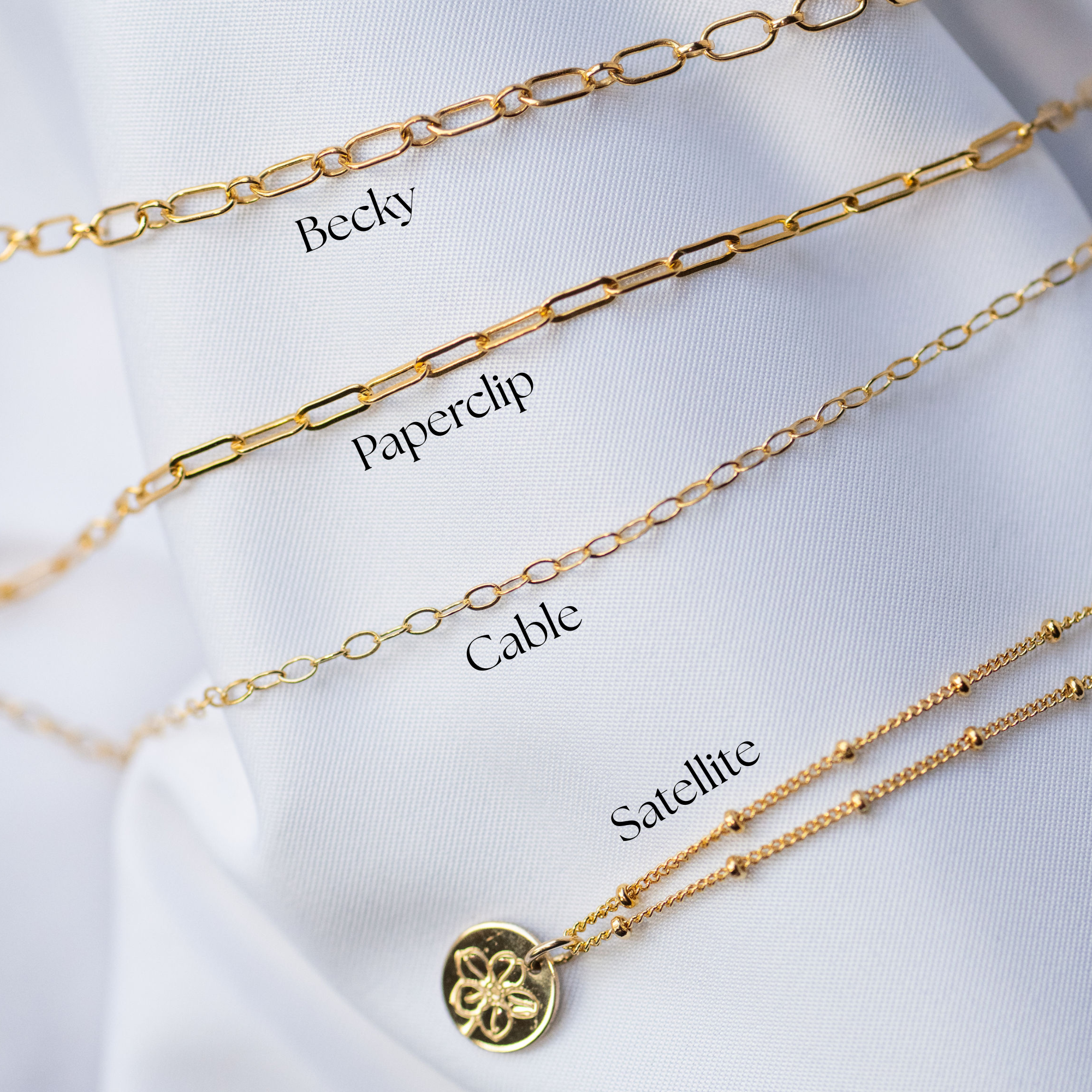 Gold filled necklace chain, with a forget me not pendant