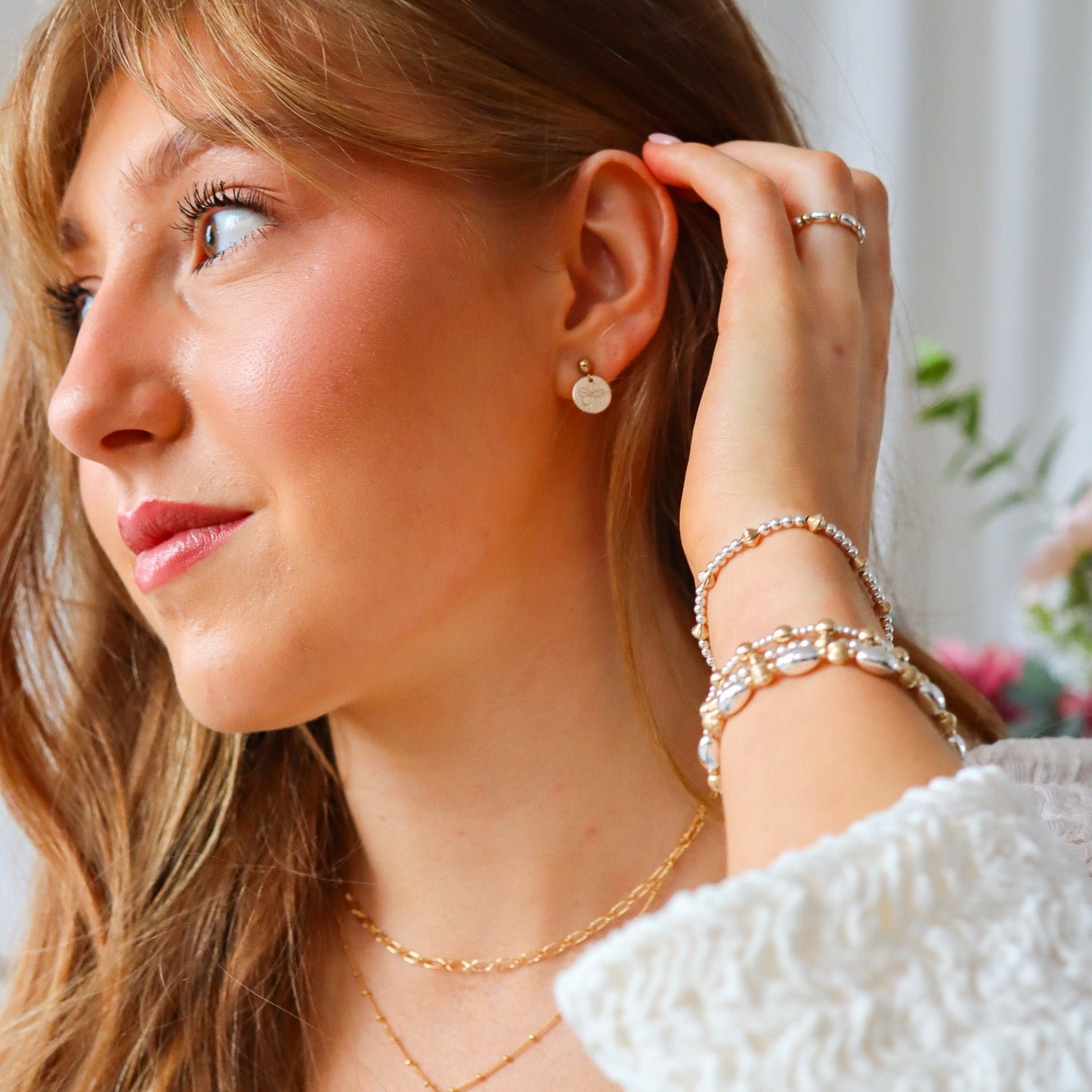 Birth month flower earrings, available in sterling silver or gold filled 