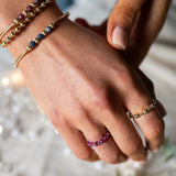 BIRTHSTONE & NAOMI STACKING RING WITH SARAH BIRTHSTONE BRACELET - GOLD FILLED