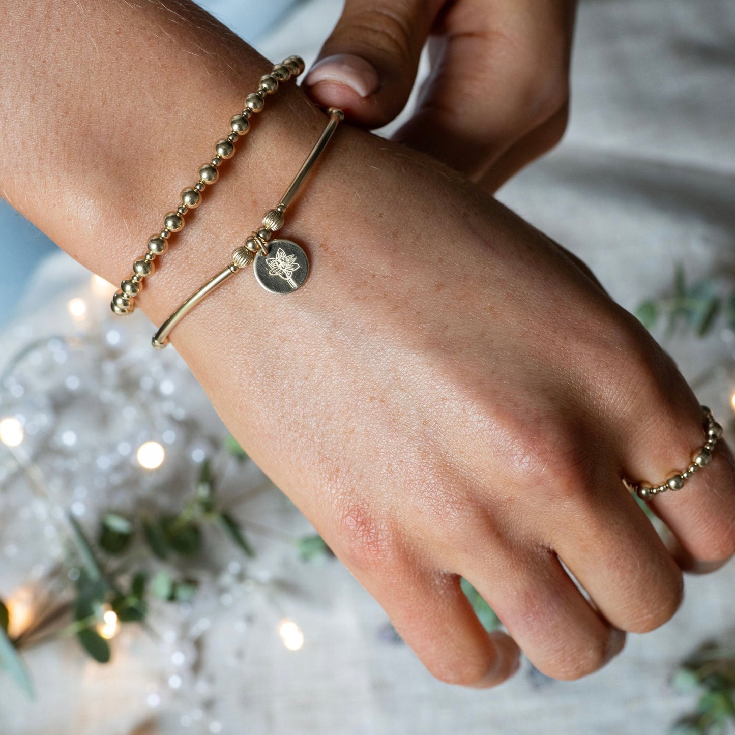 Chloe Birth Month Flower Bracelet - Gold Filled