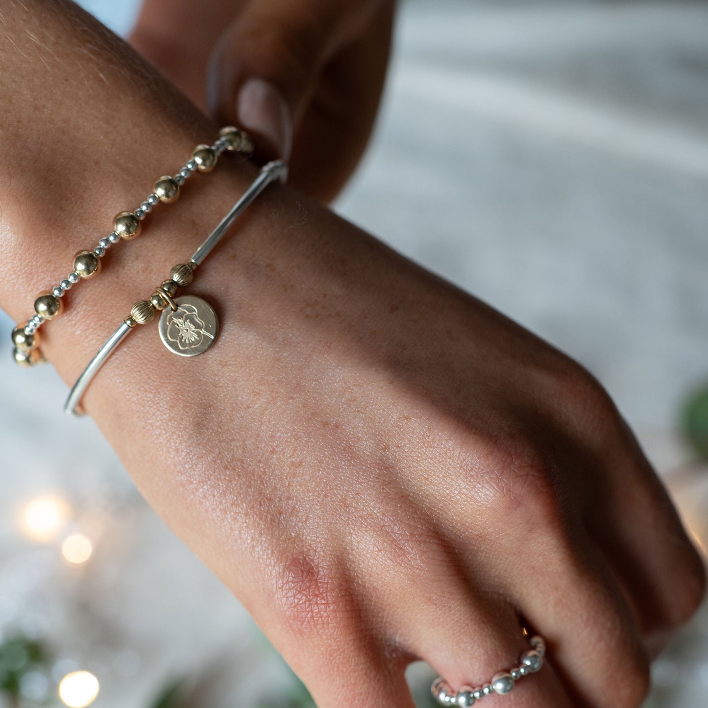 Chloe Birth Month Flower Bracelet - Mix Metal