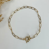 18K GOLD FILLED PAPERCLIP TOGGLE BRACELET