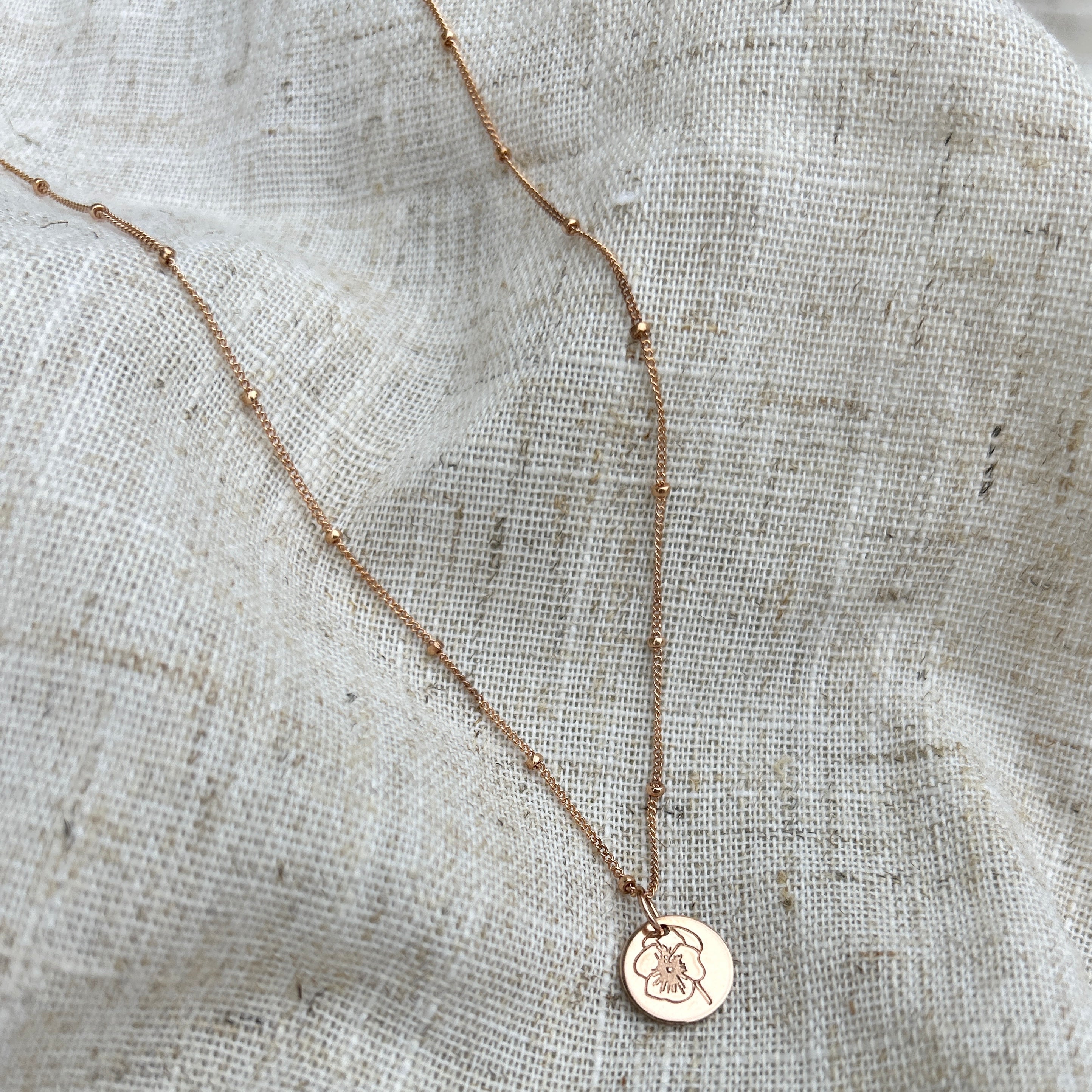 Rose Gold Knotted Necklace With Birth Flower Pendant 