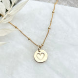 HAND STAMPED HEART NECKLACE