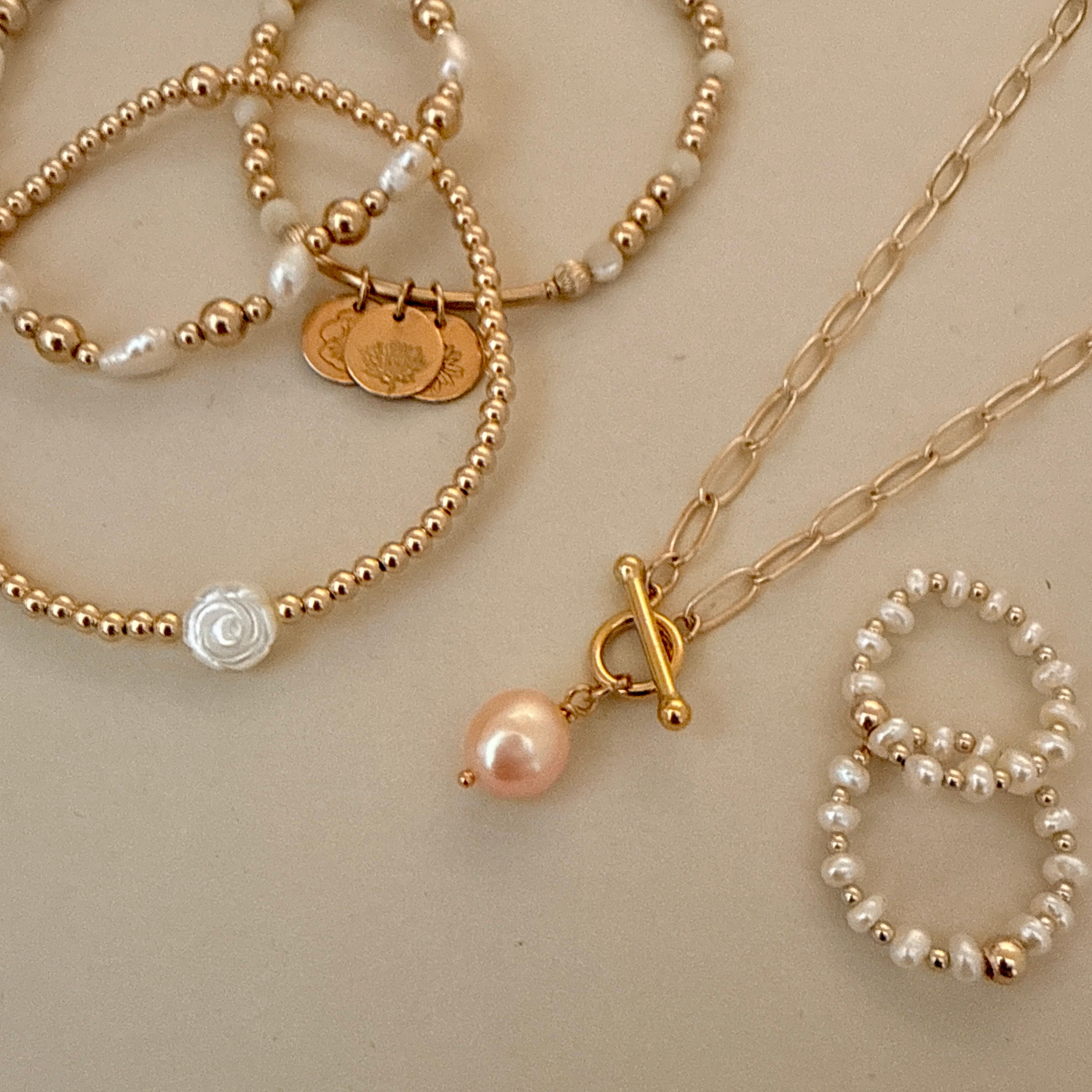 Gold filled freshwater pearl jewellery