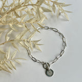 STERLING SILVER 'PAPERCLIP' TOGGLE BIRTH FLOWER BRACELET