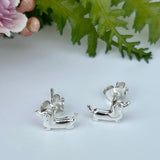 STERLING SILVER DACHSHUND  BIRD STUD EARRING