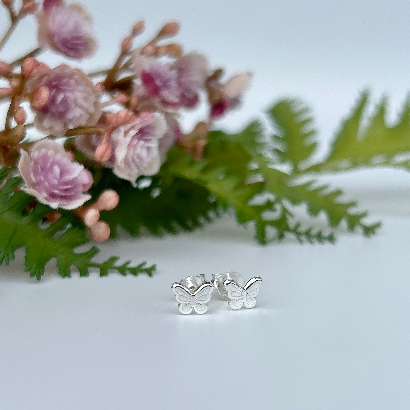 Sterling Silver Butterfly Earring Studs 