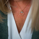 Birthstone necklace with June and December Birthstone on a gold filled knotted chain